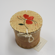 Souvenir Birchbark Basket with Porcupine Quill Orange Flower Design