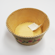 Round Birchbark Fruit Basket with Porcupine Quill Design