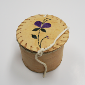 Souvenir Birchbark Basket with Purple Flower Porcupine Quill Design