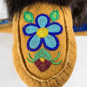 Handmade Moccasins Mens 9/Womens 10 Blue Flower and Strawberry
