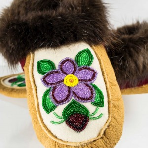 Handmade Moccasins Mens 9/ Womens 10 Purple and Red Strawberry