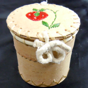 Small Porcupine Birch Bark Basket – Cherry Design