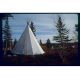 Daytime photo of traditional canvas tipi
