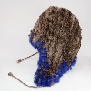 Sheared Knit Beaver Helmet Hat – Blue Rabbit Trim